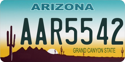 AZ license plate AAR5542
