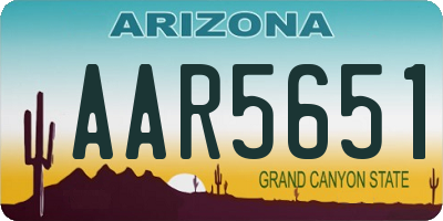 AZ license plate AAR5651