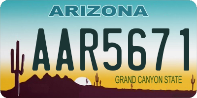 AZ license plate AAR5671