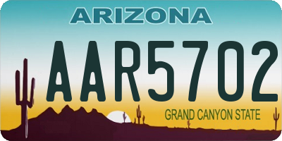 AZ license plate AAR5702