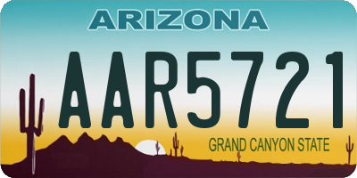 AZ license plate AAR5721