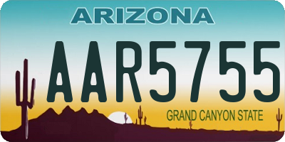 AZ license plate AAR5755