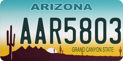 AZ license plate AAR5803