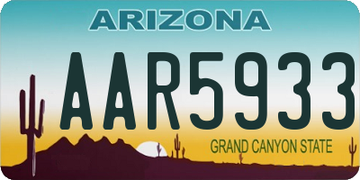 AZ license plate AAR5933