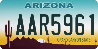 AZ license plate AAR5961