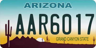 AZ license plate AAR6017