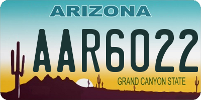 AZ license plate AAR6022