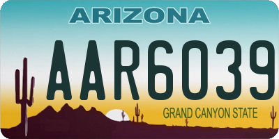 AZ license plate AAR6039