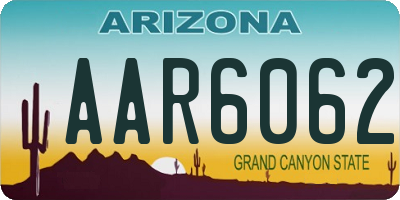 AZ license plate AAR6062
