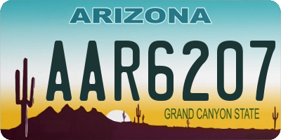 AZ license plate AAR6207