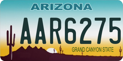 AZ license plate AAR6275