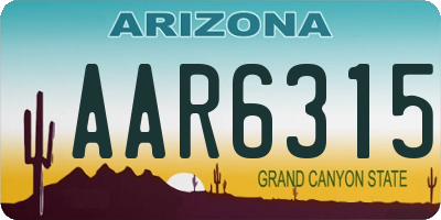 AZ license plate AAR6315