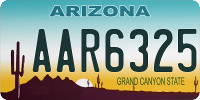 AZ license plate AAR6325