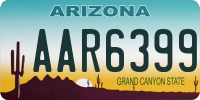 AZ license plate AAR6399