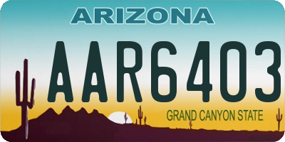 AZ license plate AAR6403