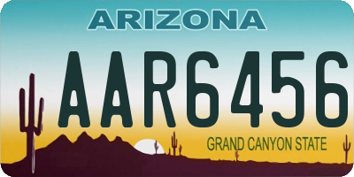 AZ license plate AAR6456