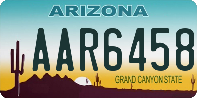 AZ license plate AAR6458