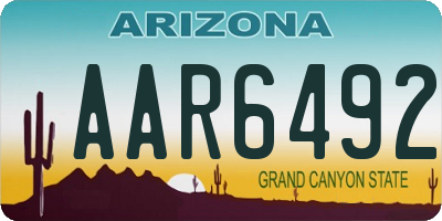AZ license plate AAR6492