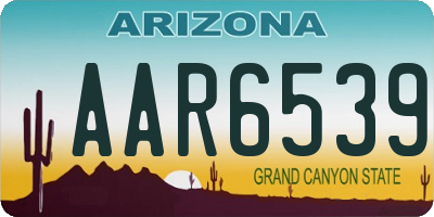 AZ license plate AAR6539
