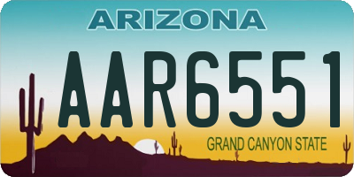 AZ license plate AAR6551