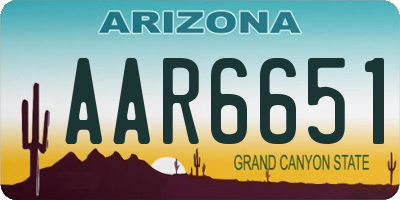 AZ license plate AAR6651