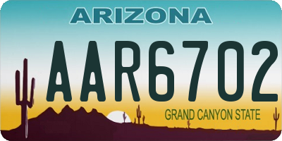 AZ license plate AAR6702