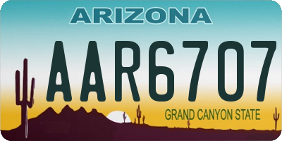 AZ license plate AAR6707