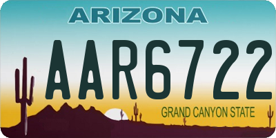 AZ license plate AAR6722