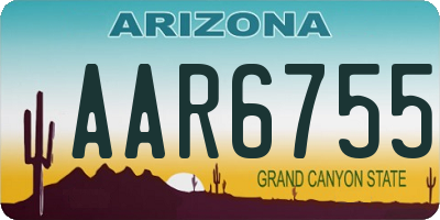 AZ license plate AAR6755