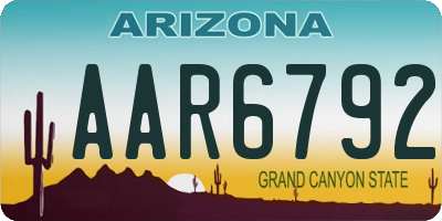 AZ license plate AAR6792