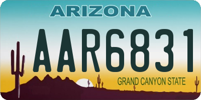 AZ license plate AAR6831
