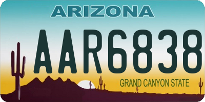 AZ license plate AAR6838
