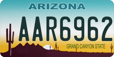 AZ license plate AAR6962