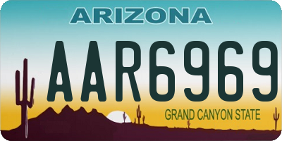 AZ license plate AAR6969