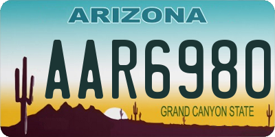 AZ license plate AAR6980