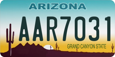 AZ license plate AAR7031