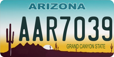 AZ license plate AAR7039
