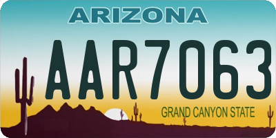 AZ license plate AAR7063