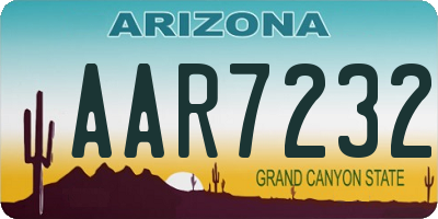 AZ license plate AAR7232