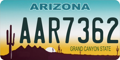 AZ license plate AAR7362
