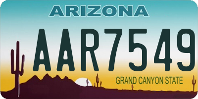 AZ license plate AAR7549
