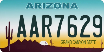 AZ license plate AAR7629