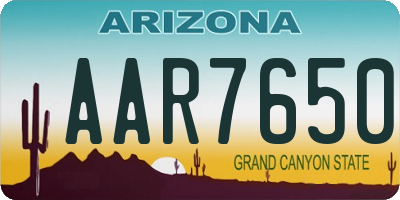 AZ license plate AAR7650