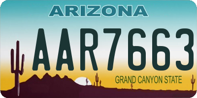 AZ license plate AAR7663