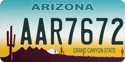 AZ license plate AAR7672