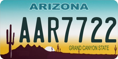 AZ license plate AAR7722