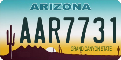 AZ license plate AAR7731
