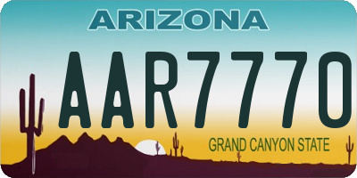 AZ license plate AAR7770