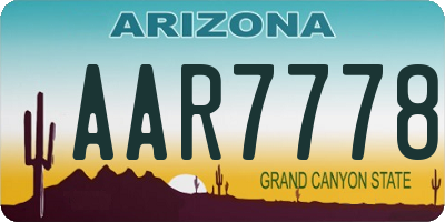 AZ license plate AAR7778
