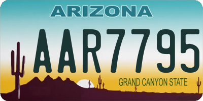 AZ license plate AAR7795
